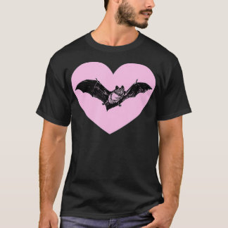 Gothic Bat Red Heart Gothic Halloween Valentijns T-shirt