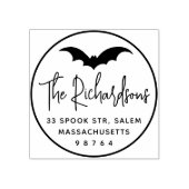 Gothic Bat Round Halloween Retouradres Rubberstempel (Afrduk)