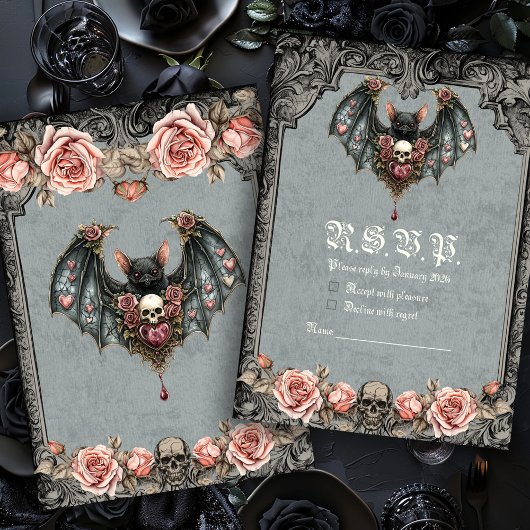 Gothic Bat RSVP-kaart Kaart