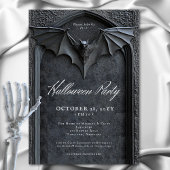 Gothic Bat Tombstone Halloween Party Kaart