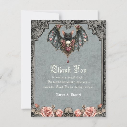 Gothic Bat Wedding Dank u kaarten (Voorkant)