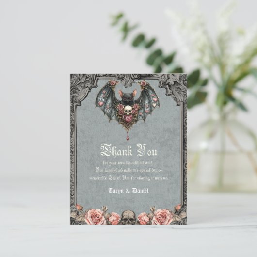 Gothic Bat Wedding Dank u kaarten (Staand voorkant)