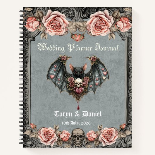 Gothic Bat Wedding Planner Journal Notitieboek (Voorkant)