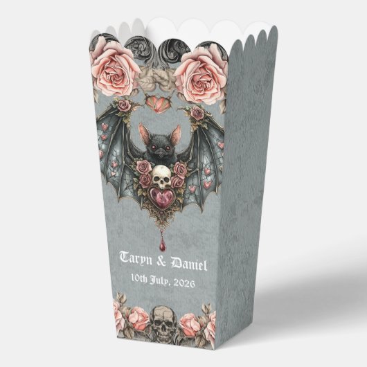 Gothic Bat Wedding Popcorn Box Bedankdoosjes (Achterkant)