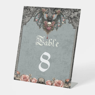 Gothic Bat Wedding Table Number Reclamebord Met Voetstuk