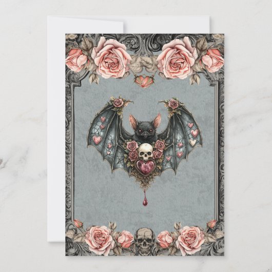 Gothic Bat Wedding Uitnodiging (Achterkant)