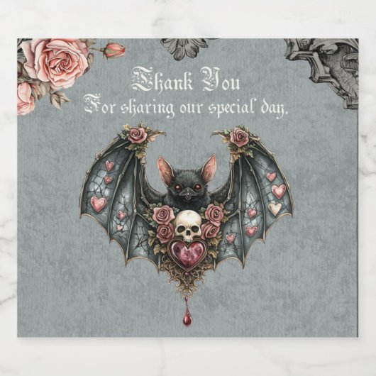 Gothic Bat Wedding Wijn Labels Sparkling Wijnetiket (Enkel label)