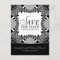 Gothic Batik Save the Date Black + Silver Briefkaa