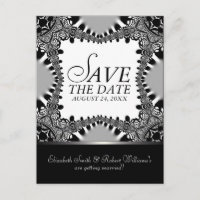 Gothic Batik Save the Date Zwart + Zilver Postkaar