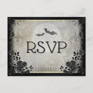 Gothic Bats Grey Halloween RSVP Menu Briefkaart
