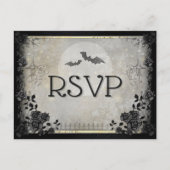 Gothic Bats Grey Halloween RSVP Menu Briefkaart (Voorkant)