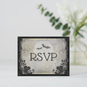 Gothic Bats Grey Halloween RSVP Menu Briefkaart (Staand voorkant)