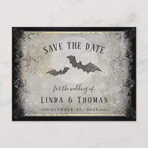 Gothic Bats Grey Save the Date Briefkaart