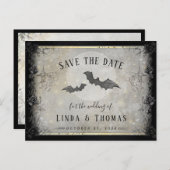 Gothic Bats Grey Save the Date Briefkaart (Voorkant / Achterkant)