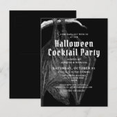 Gothic Bats Halloween Cocktail Party Invitation Briefkaart (Voorkant / Achterkant)