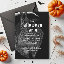Gothic Bats Halloween Party Invitation Kaart