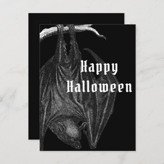 Gothic Bats Happy Halloween Briefkaart (Voorkant / Achterkant)