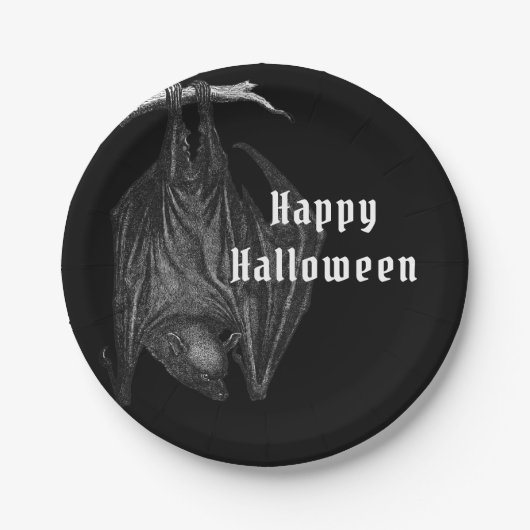 Gothic Bats Happy Halloween Party Papieren Bordje (Voorkant)