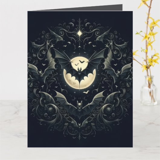 Gothic Bats Kaart (Gele Bloem)