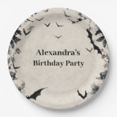 Gothic Bats & Roses Birthday Papieren Bordje (Voorkant)