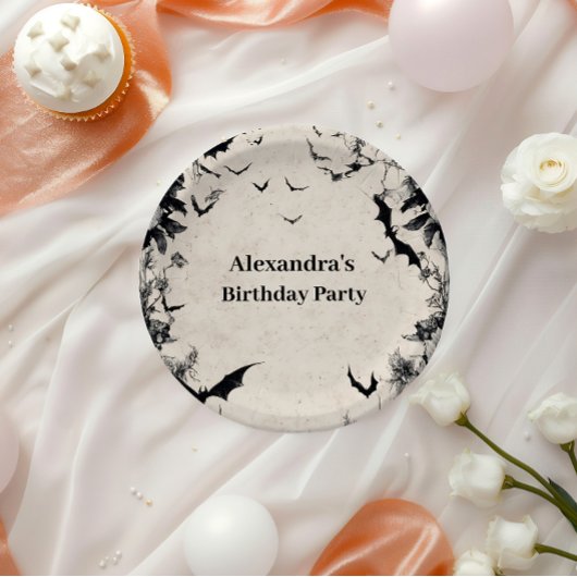 Gothic Bats & Roses Birthday Papieren Bordje