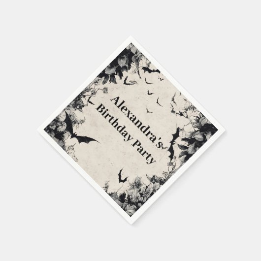 Gothic Bats & Roses Birthday Servet (Hoek)