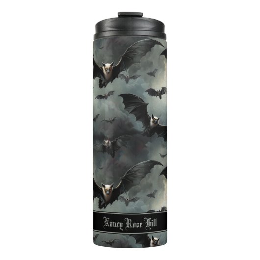 Gothic Bats Spooky Halloween Horror Vampire Thermosbeker (Voorkant)