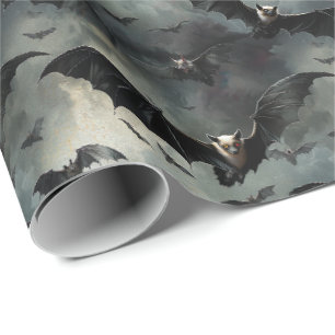 Gothic Bats Stormy Sky Halloween & Gothmas Cadeaupapier