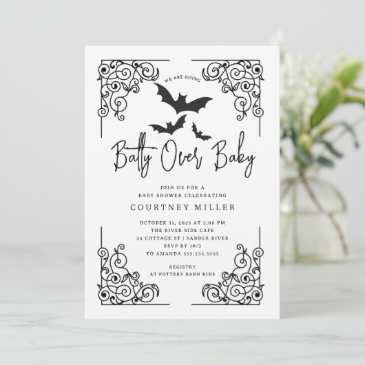 Gothic Batty Baby shower Kaart (Staand voorkant)