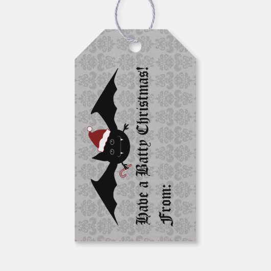 Gothic batty kerstbat cadeaulabel (Achterkant)
