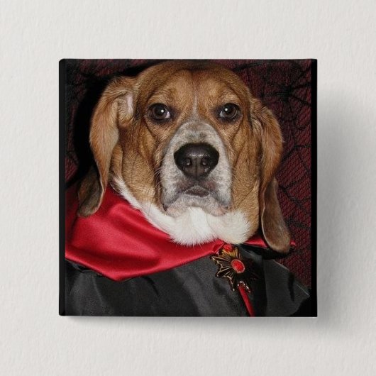 Gothic Beagle Dogula Button (Voorkant)