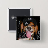 Gothic Beagle Pirate dog Button (Voorkant /achterkant)