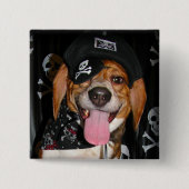 Gothic Beagle Pirate dog Button (Voorkant)