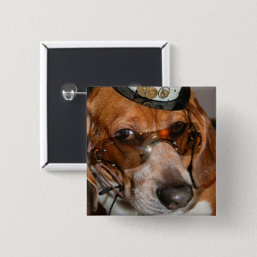 Gothic Beagle Steampunk dog Button (Voorkant /achterkant)