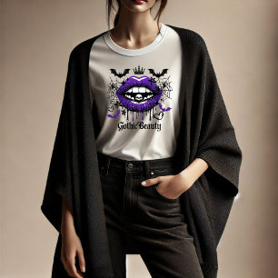 Gothic Beauty Paarse Druipende Lippen T-Shirt