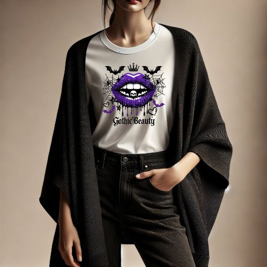 Gothic Beauty Purple Dripping Lips T-Shirt