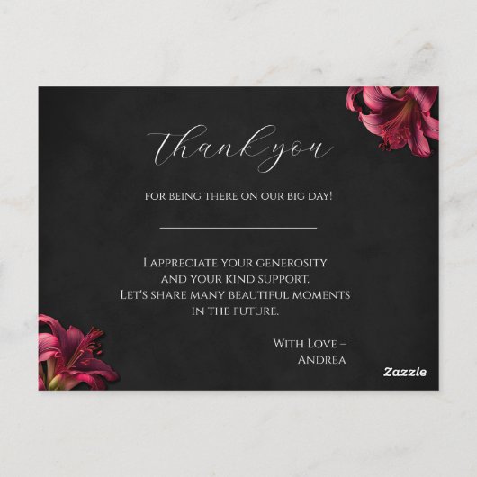 Gothic bedankt dat je mijn bruidsmeisje Kaart bent (Achterkant)