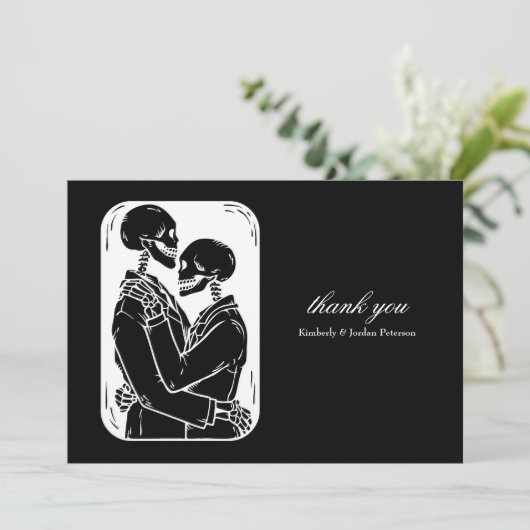 Gothic Bedankt Skeletons Weddenschap Zwart-wit (Staand voorkant)