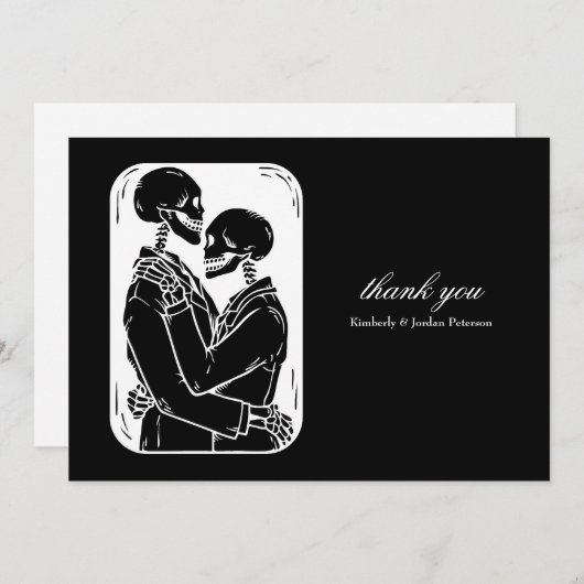 Gothic Bedankt Skeletons Weddenschap Zwart-wit (Voorkant / Achterkant)