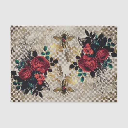 Gothic Bee & Rozen Tissue Paper Tissuepapier (Voorkant)