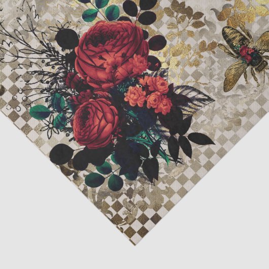 Gothic Bee & Rozen Tissue Paper Tissuepapier (Detail)