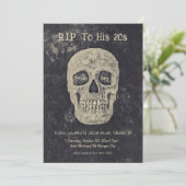 Gothic Beige Grijze Schedel Verjaardag RIP Naar Zi Kaart (Staand voorkant)