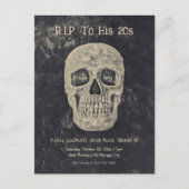 Gothic Beige Grijze Schedel Verjaardag RIP Naar Zi Uitnodiging Briefkaart (Voorkant)