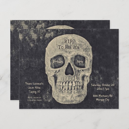 Gothic beige schedel verjaardag RIP naar zijn 20s (Voorkant / Achterkant)