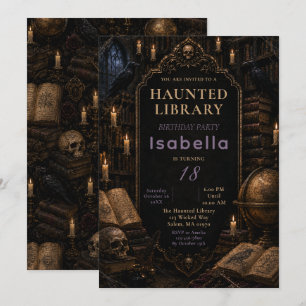 Gothic Bibliotheek Halloween Feest Kaart