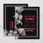 Gothic, biker of rock black bruiloft, met uitzonde aankondigingskaart (Voorkant / Achterkant)