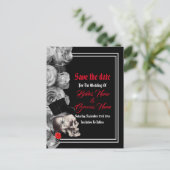 Gothic, biker of rock black bruiloft, met uitzonde aankondigingskaart (Staand voorkant)