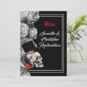 Gothic, biker, of rock zwart bruiloft menu (Staand voorkant)