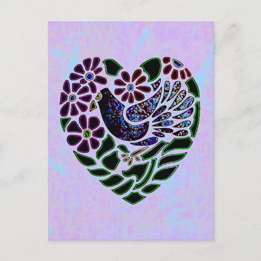 Gothic Bird in Heart Briefkaart (Voorkant)