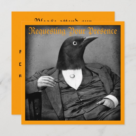 Gothic Bird-Man Halloween Invitation Kaart (Voorkant / Achterkant)